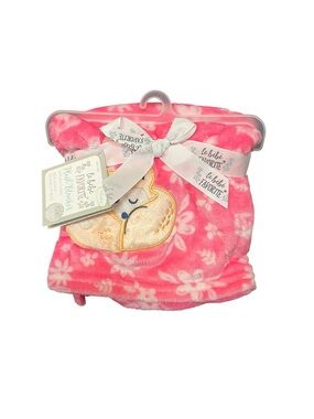 le bebe Favorite Fox & Pink Floral Baby Blanket NWT Plush Blanket 30”x36” 12 M